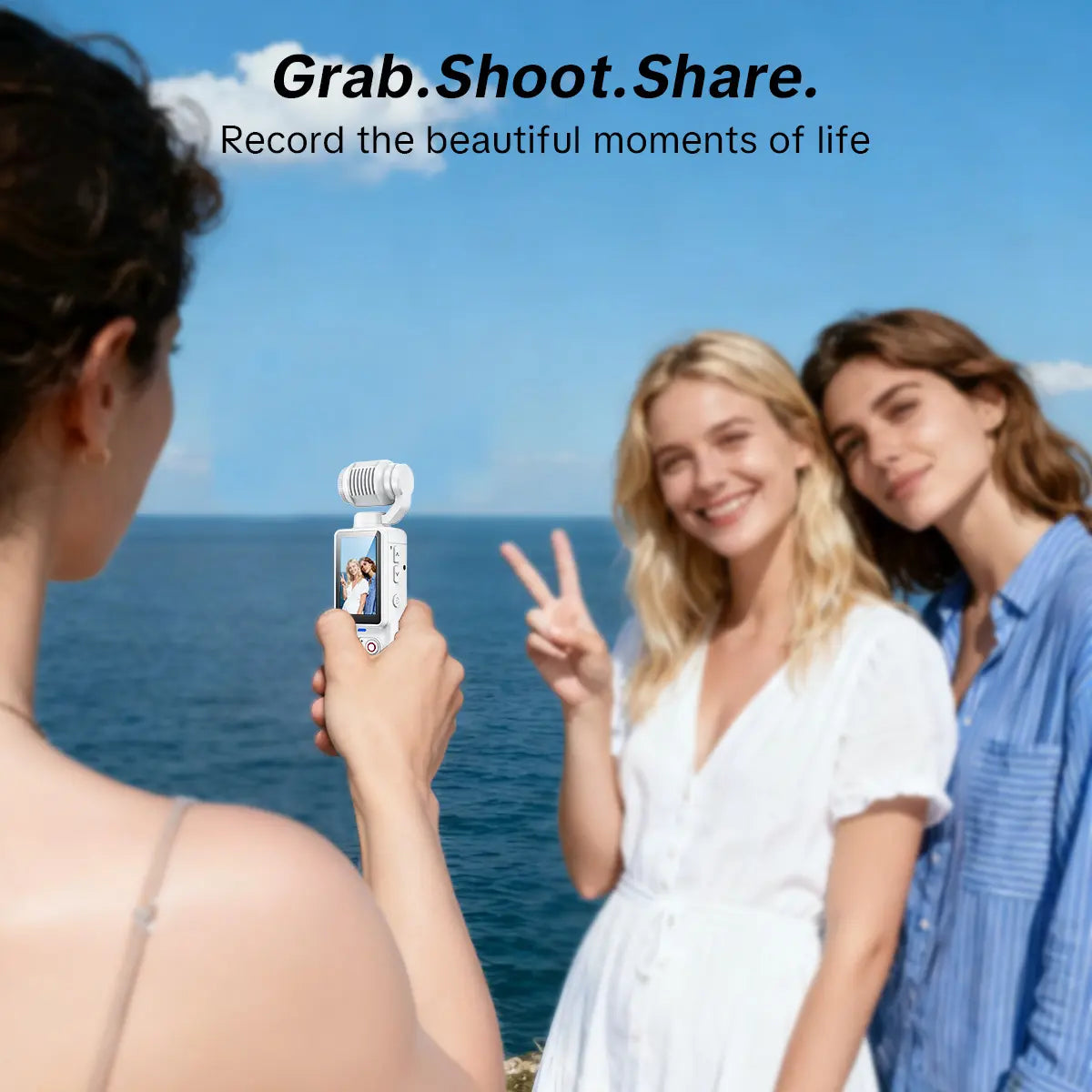 Q7 Rotating Lens 2.5K 100 MP Action Video Camera with Memory Card, White