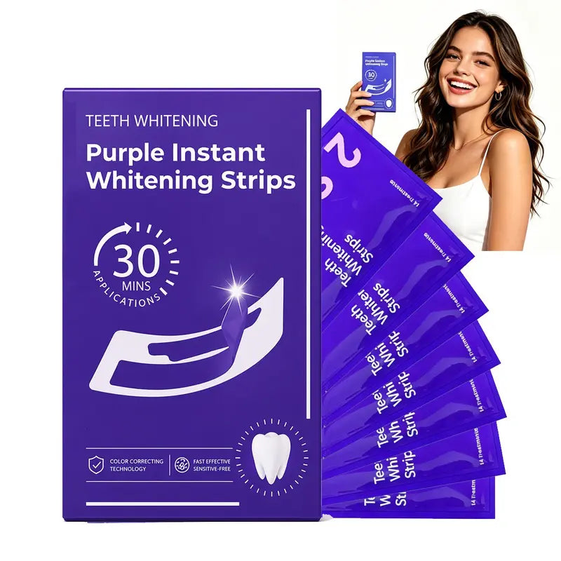 Purple Teeth Whitening Strips Kit – 7-Day Enamel Safe Whitening Treatment (14 Strips)