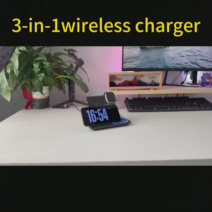 Foldable 3 in 1 Wireless Charging Station for iPhone 17 16 15 14 13 12 Pro Max iWatch 11 Airpods Pro 4/3 Fast Charger Stand Dock