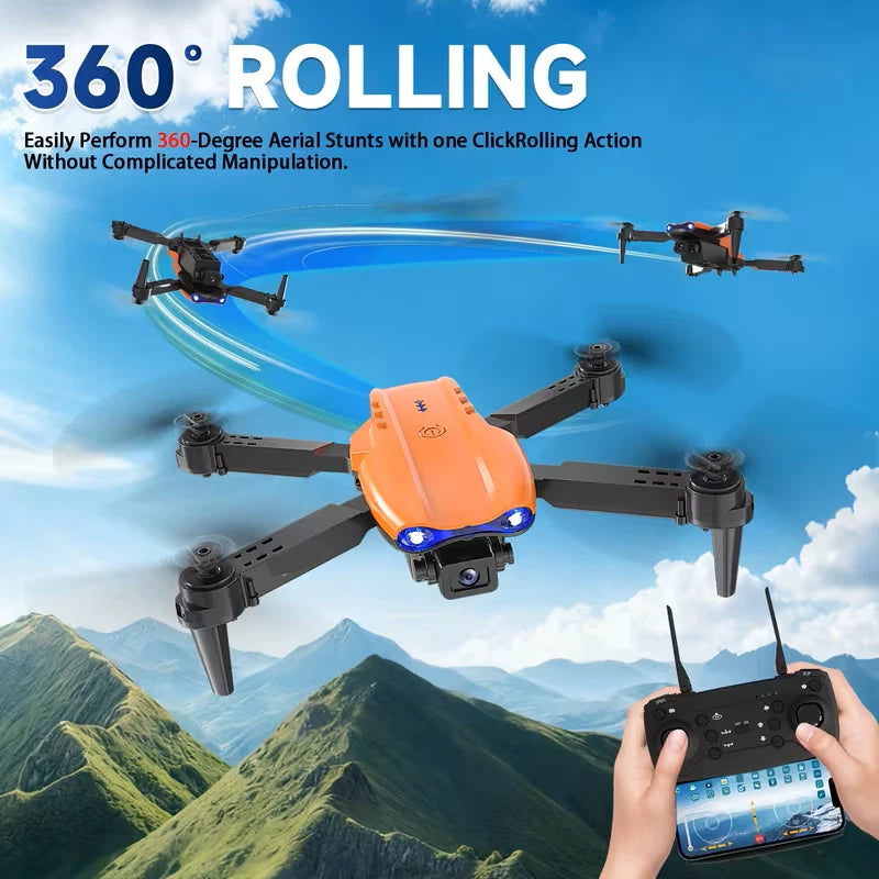 4K HD Dual‑Camera Foldable FPV Drone – Orange