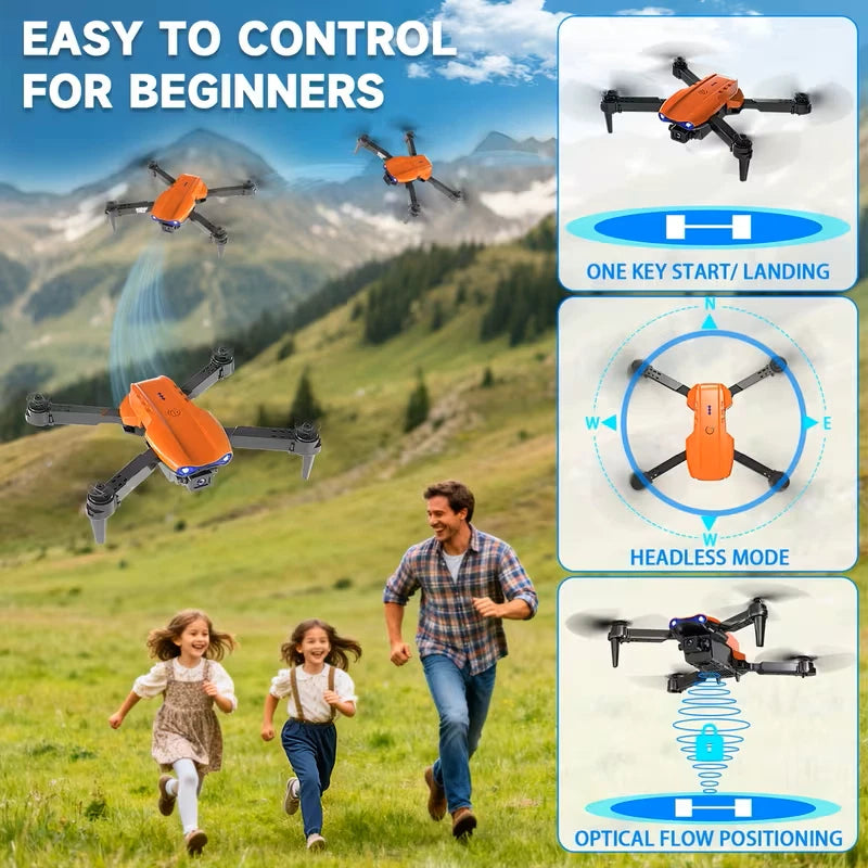 4K HD Dual‑Camera Foldable FPV Drone – Orange